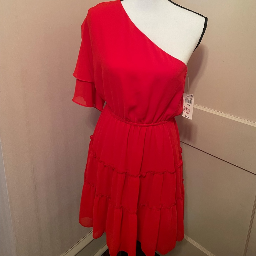 WAYF One-shoulder Red Dress